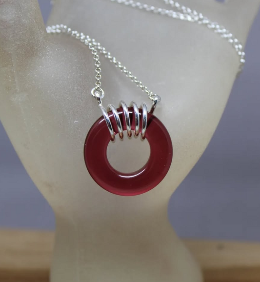 Red Glass Donut Necklace