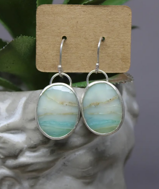 Peruvian Blue Opal Earrings