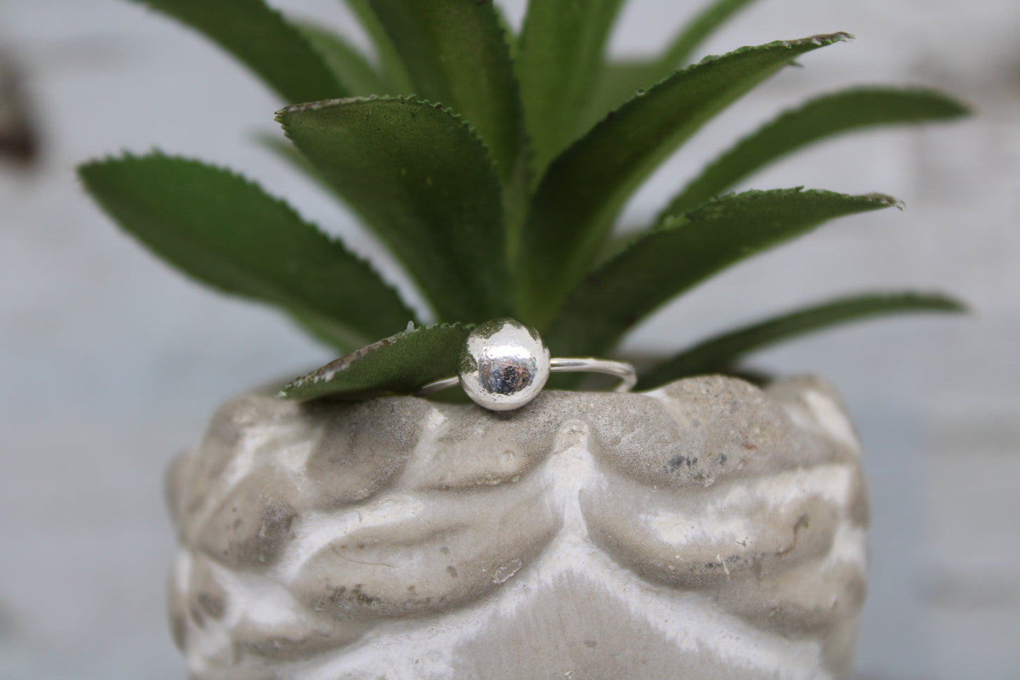 Recycled Silver Ball Ring
