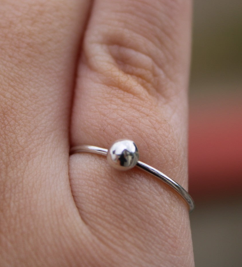 Recycled Silver Ball Ring