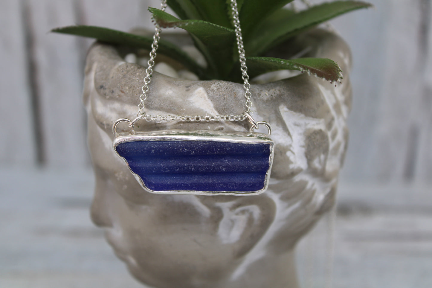 Blue Sea Glass Necklace