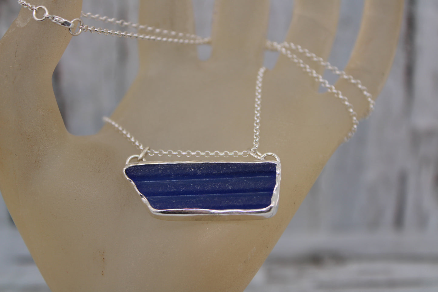 Blue Sea Glass Necklace