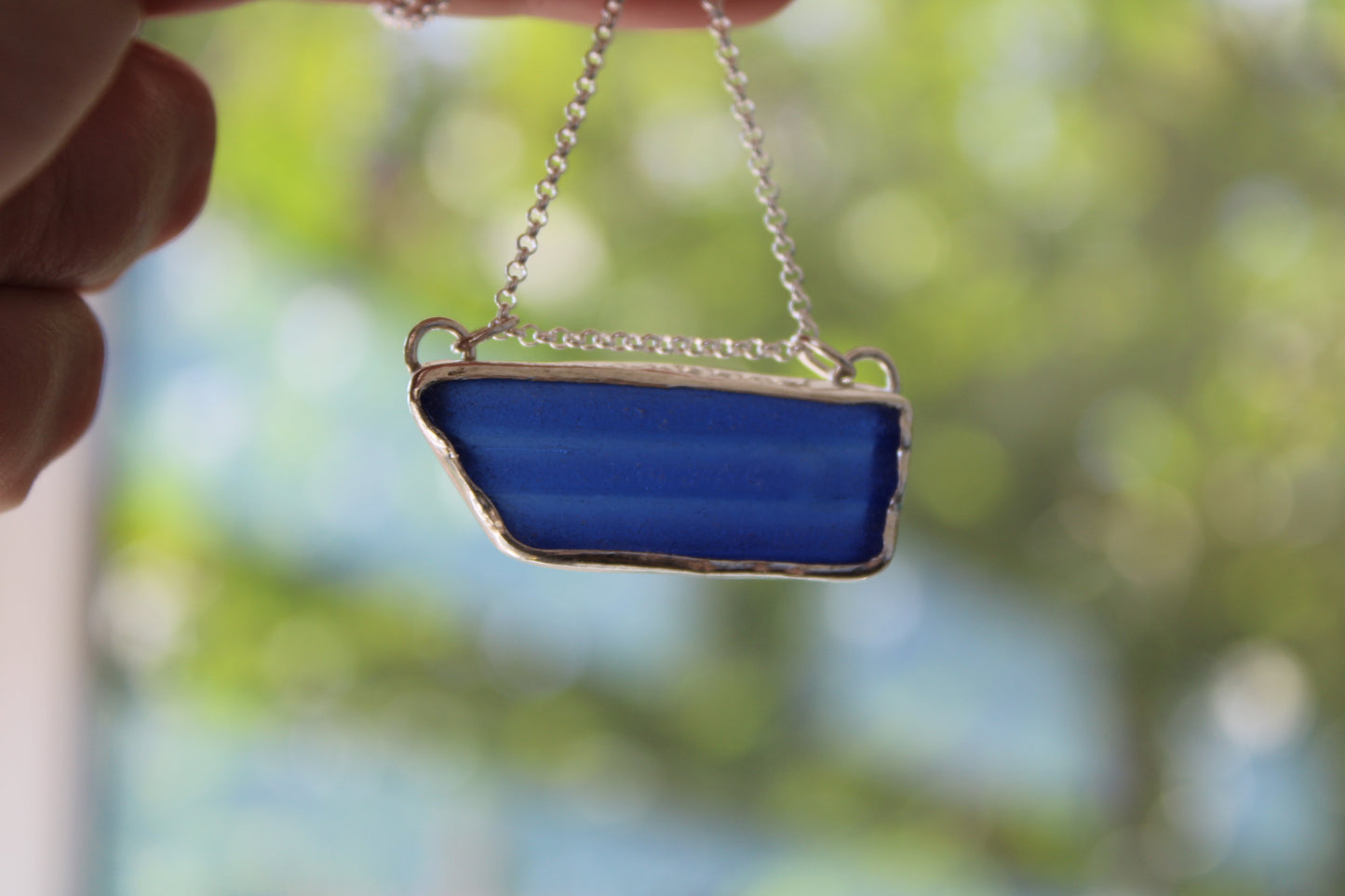 Blue Sea Glass Necklace
