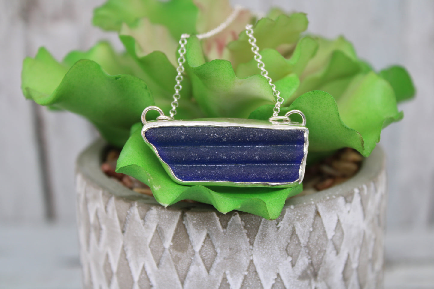 Blue Sea Glass Necklace
