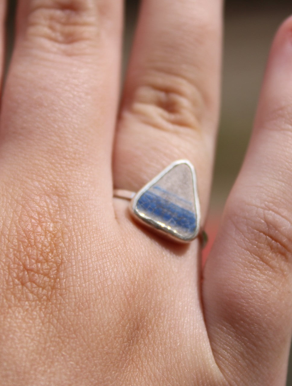 Blue and White Sea Pottery Ring