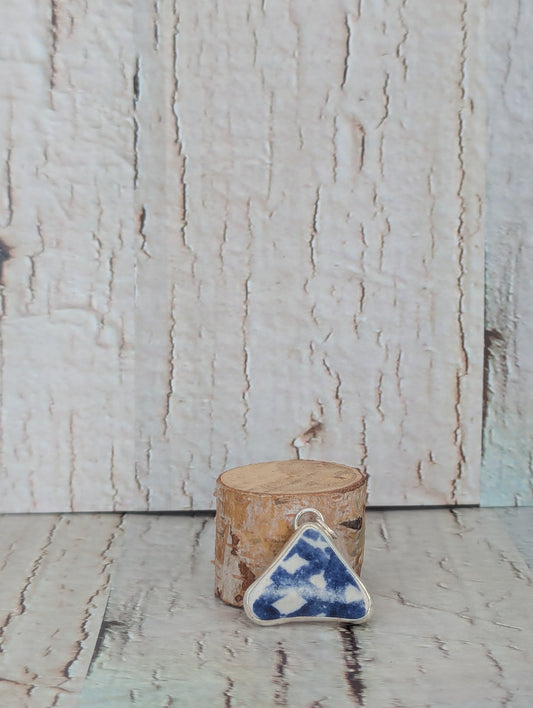 Blue and White Sea Glass Pottery Necklace