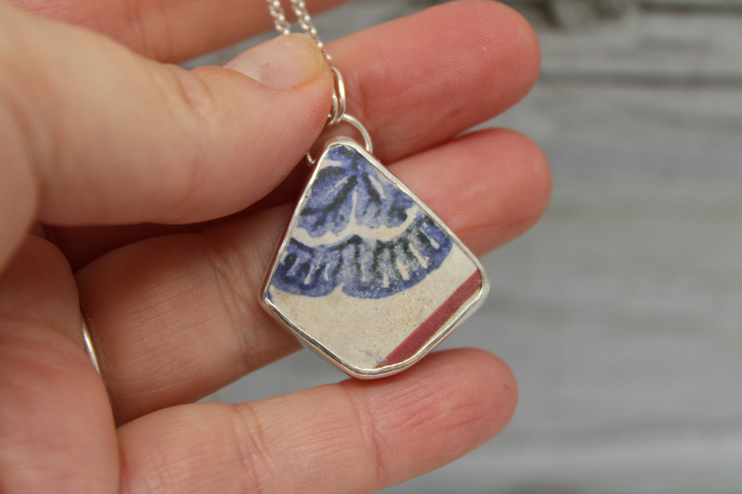 Red And Blue Sea Pottery Necklace