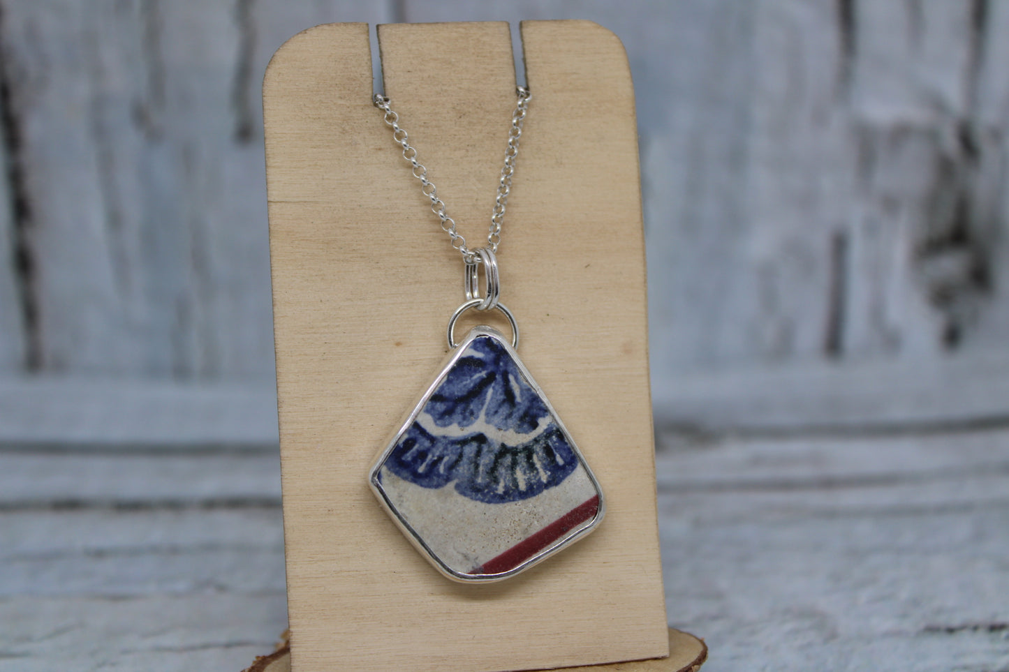 Red And Blue Sea Pottery Necklace