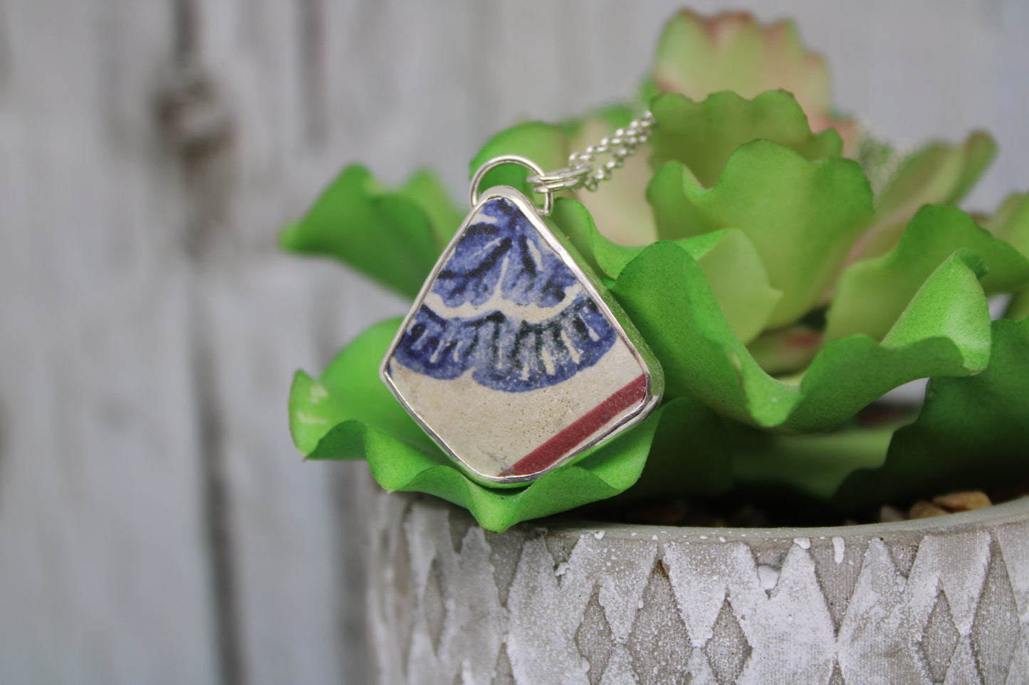 Red And Blue Sea Pottery Necklace