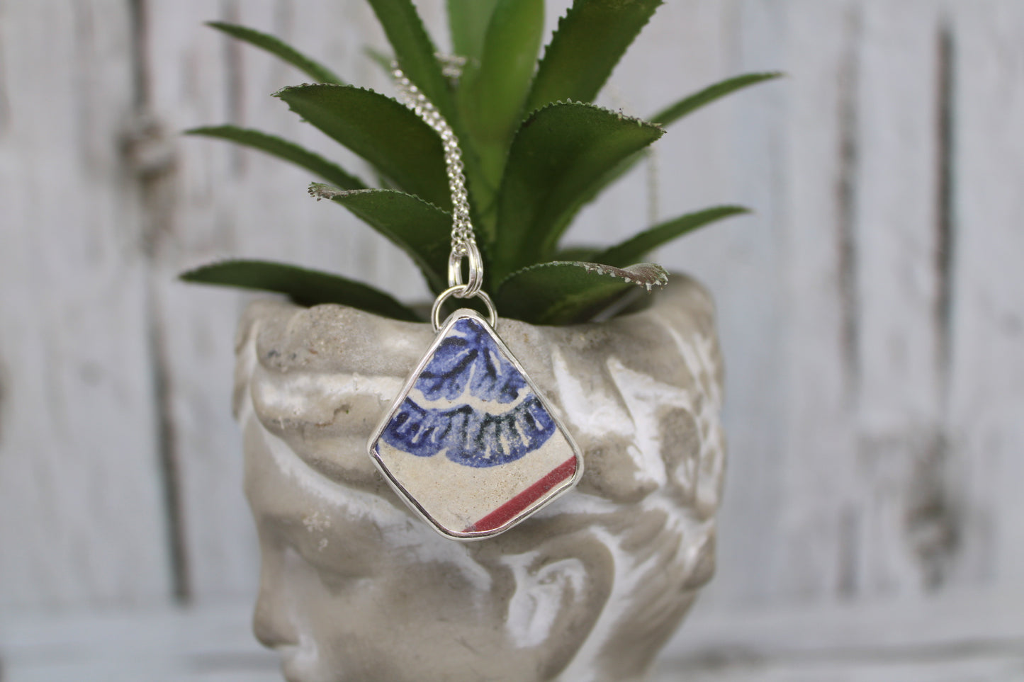 Red And Blue Sea Pottery Necklace