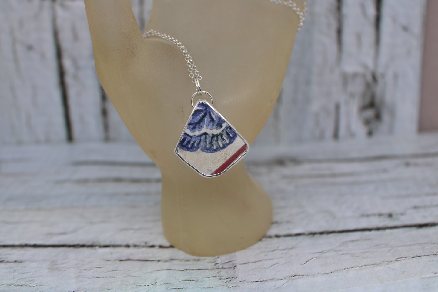 Red And Blue Sea Pottery Necklace