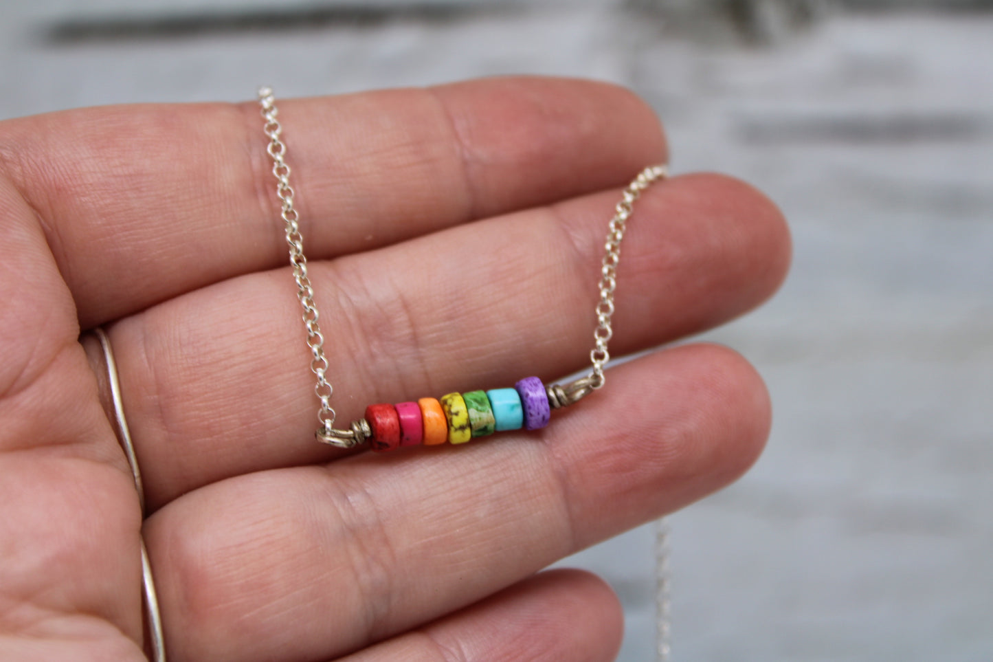 Dyed Howlite Rainbow Necklace