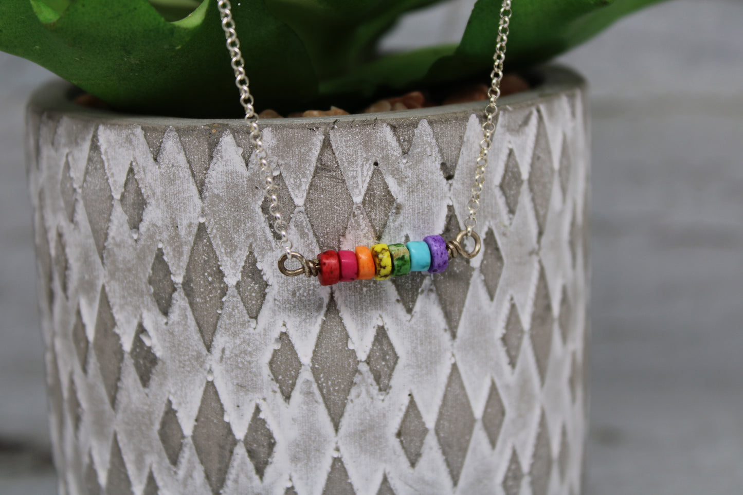 Dyed Howlite Rainbow Necklace
