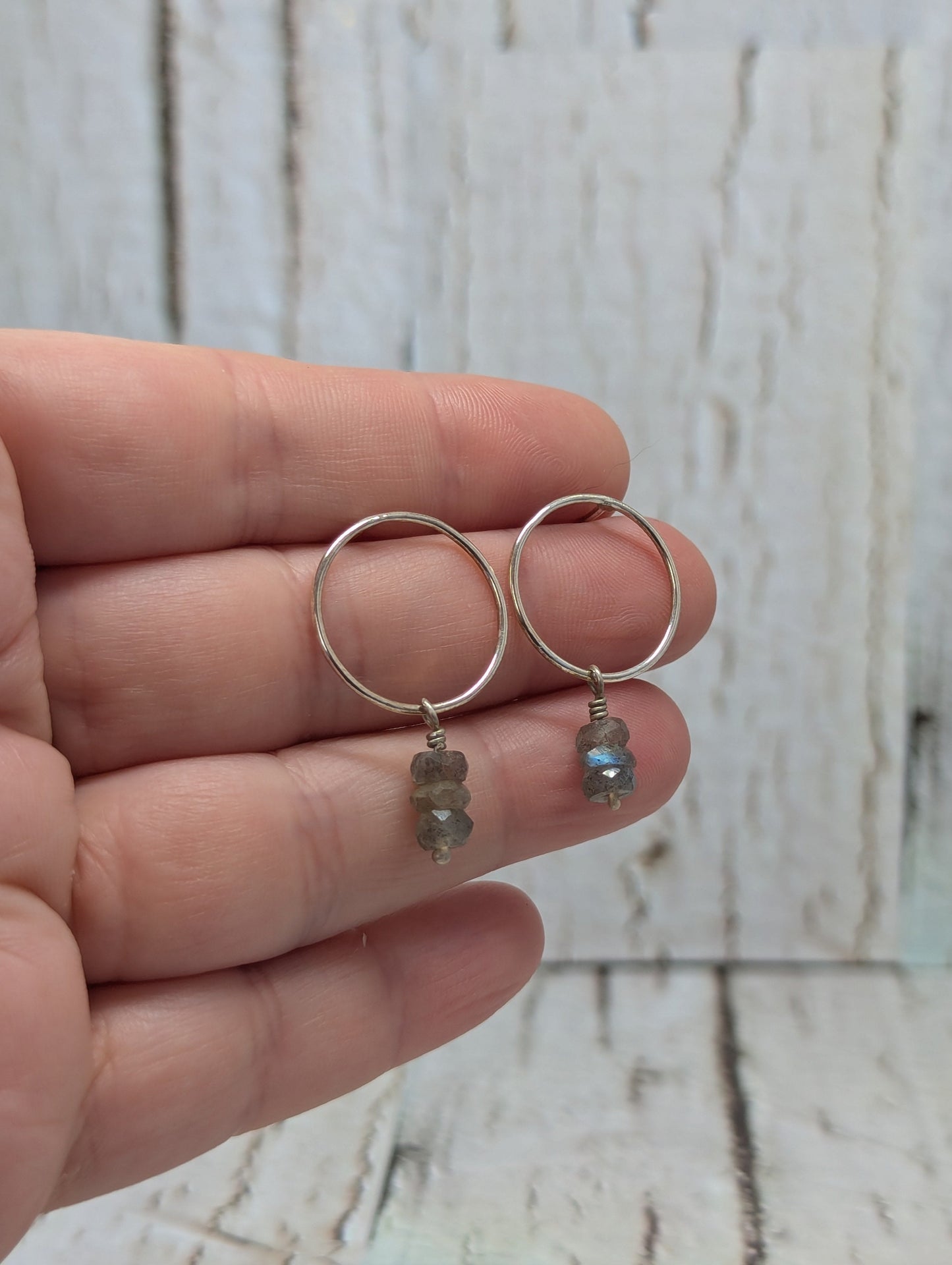Circle Studs With Labradorite Beads