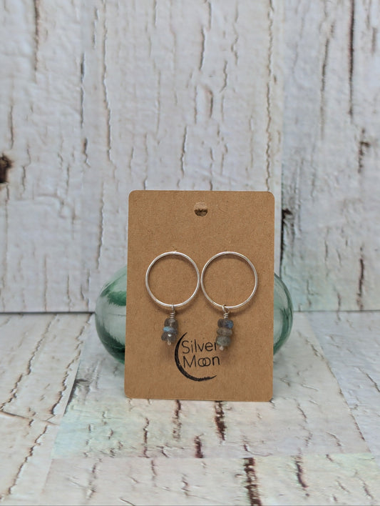 Circle Studs With Labradorite Beads