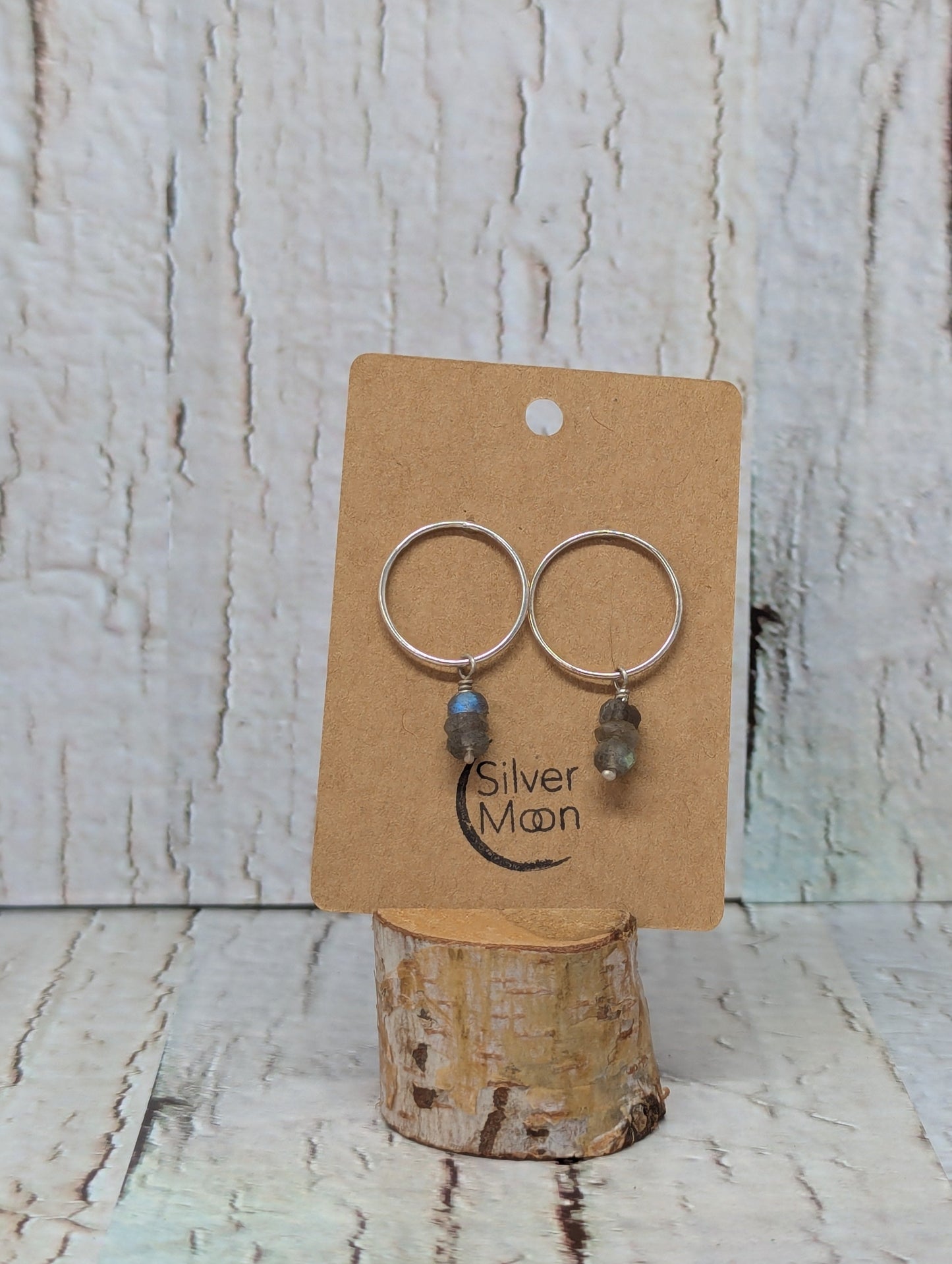 Circle Studs With Labradorite Beads