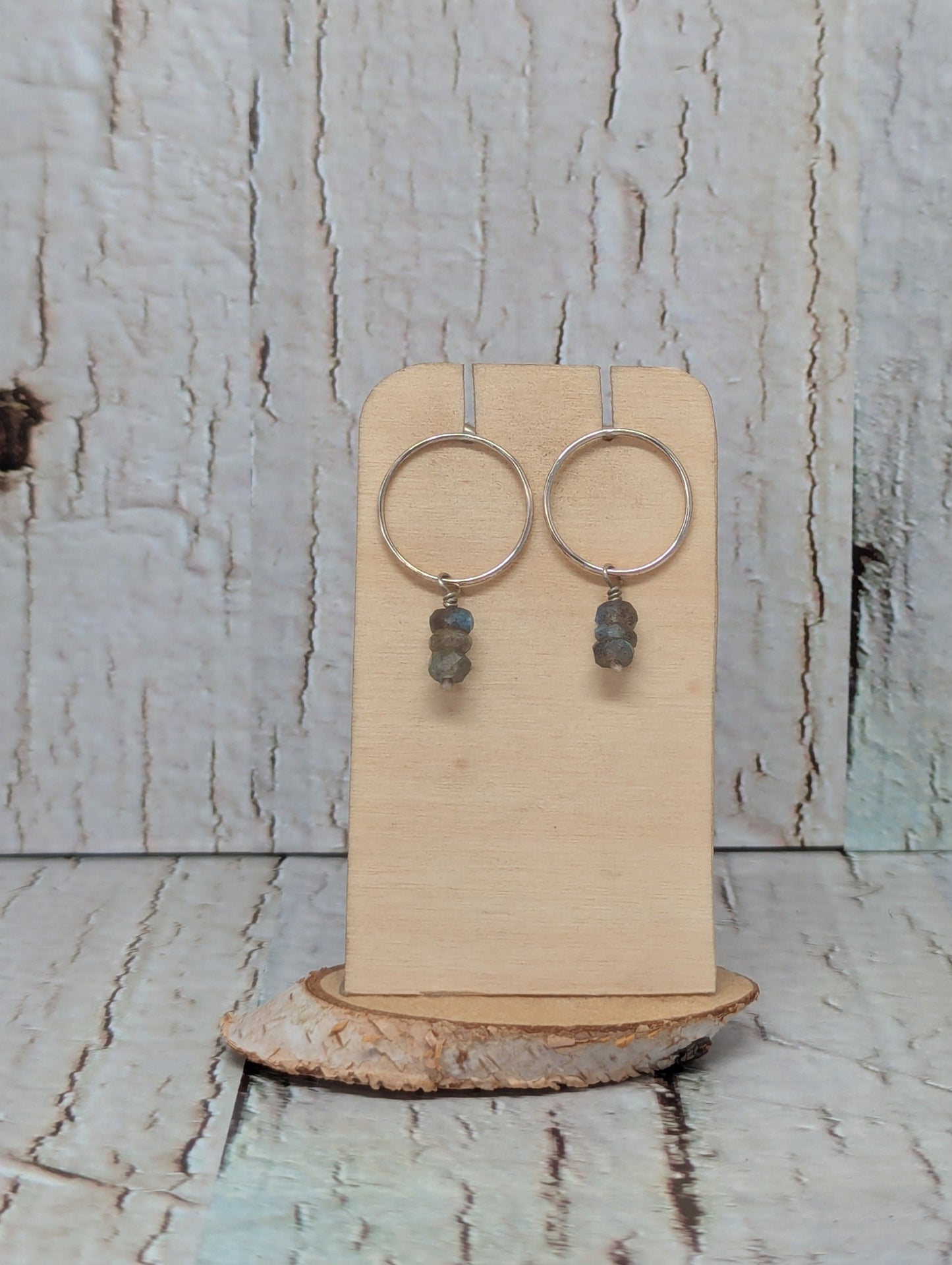 Circle Studs With Labradorite Beads