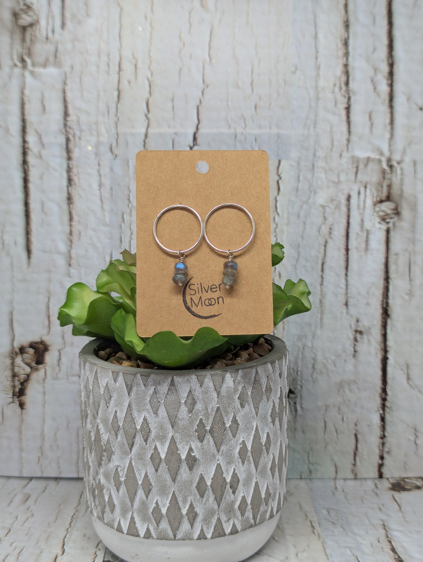 Circle Studs With Labradorite Beads