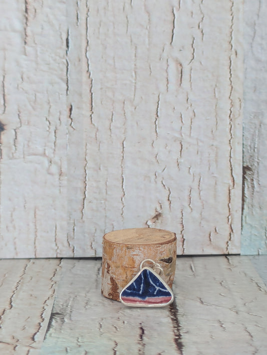 Red and Blue Sea Glass Pottery Pendant