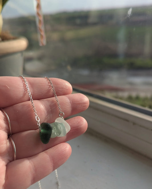 Shades of Green Sea Glass Necklace