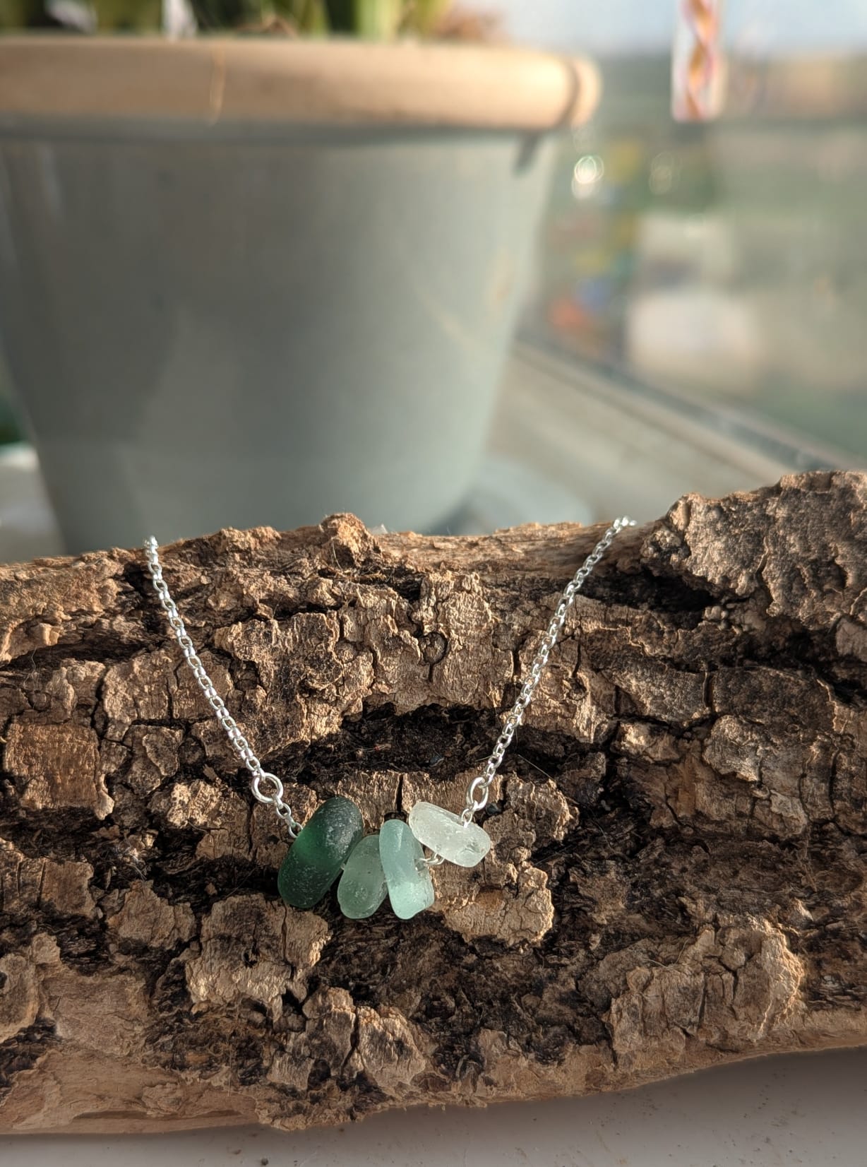 Shades of Green Sea Glass Necklace