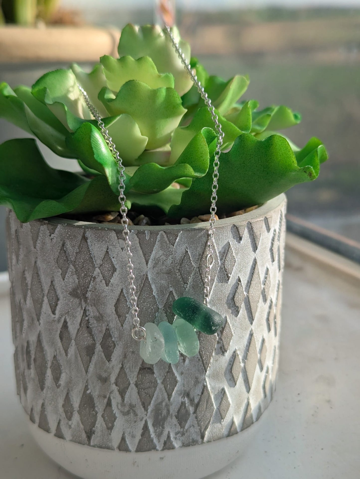 Shades of Green Sea Glass Necklace