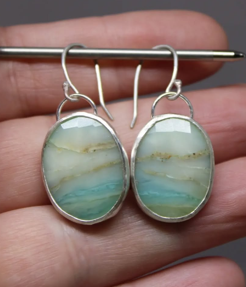 Peruvian Blue Opal Earrings