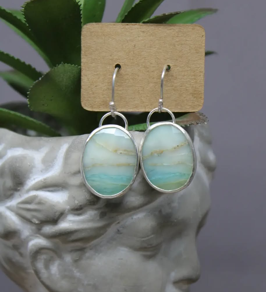 Peruvian Blue Opal Earrings