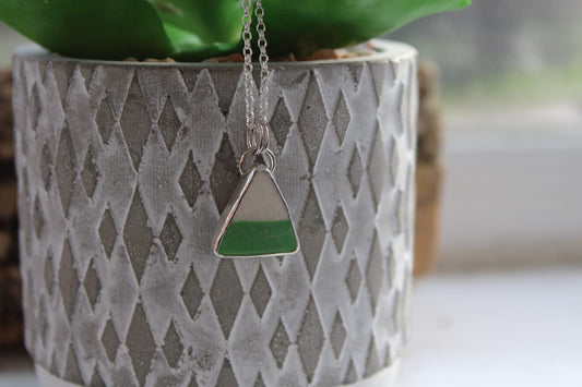 Green And White Sea Pottery Necklace