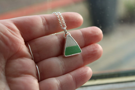Green And White Sea Pottery Necklace