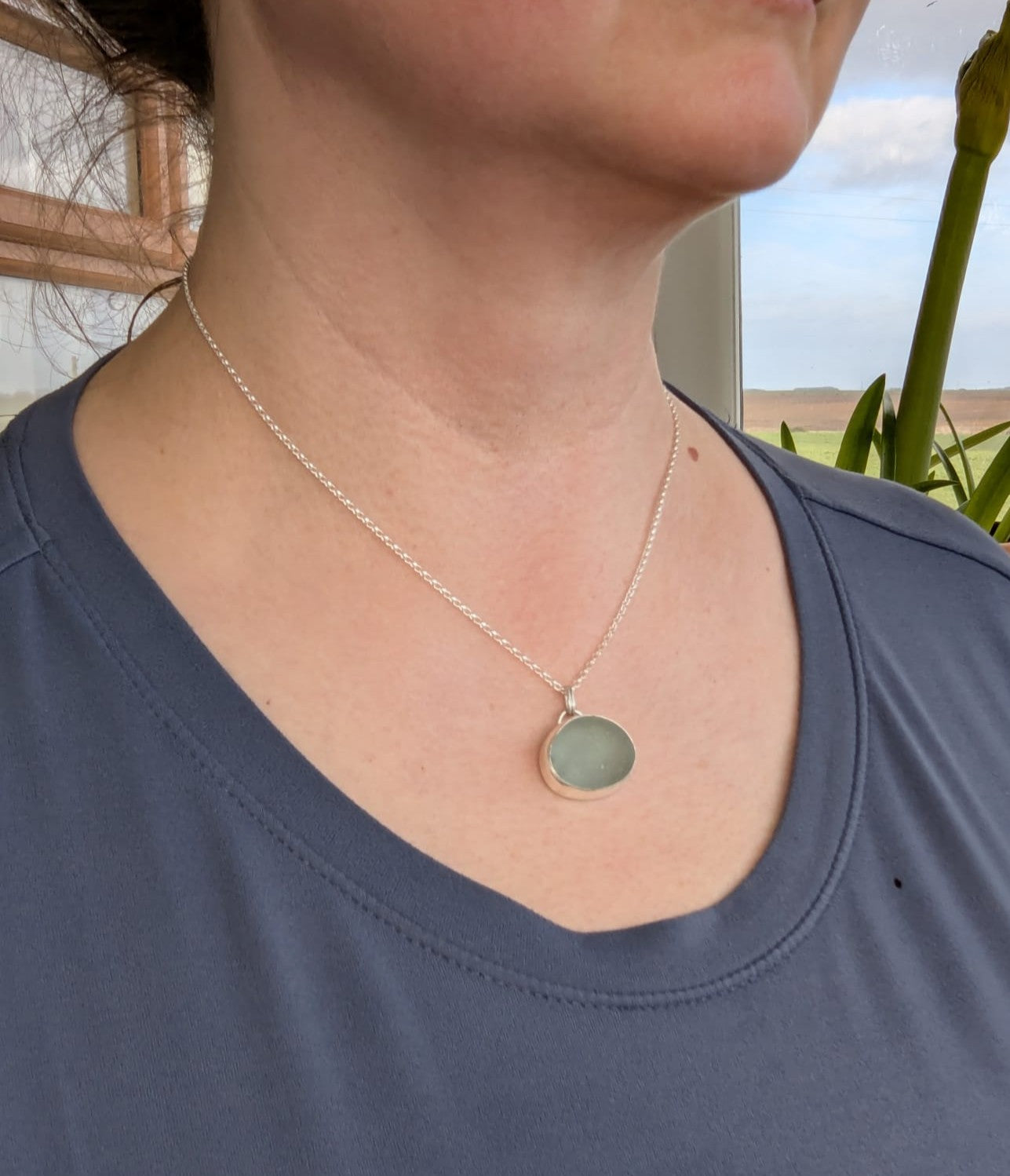 Pale Green Sea Glass Necklace