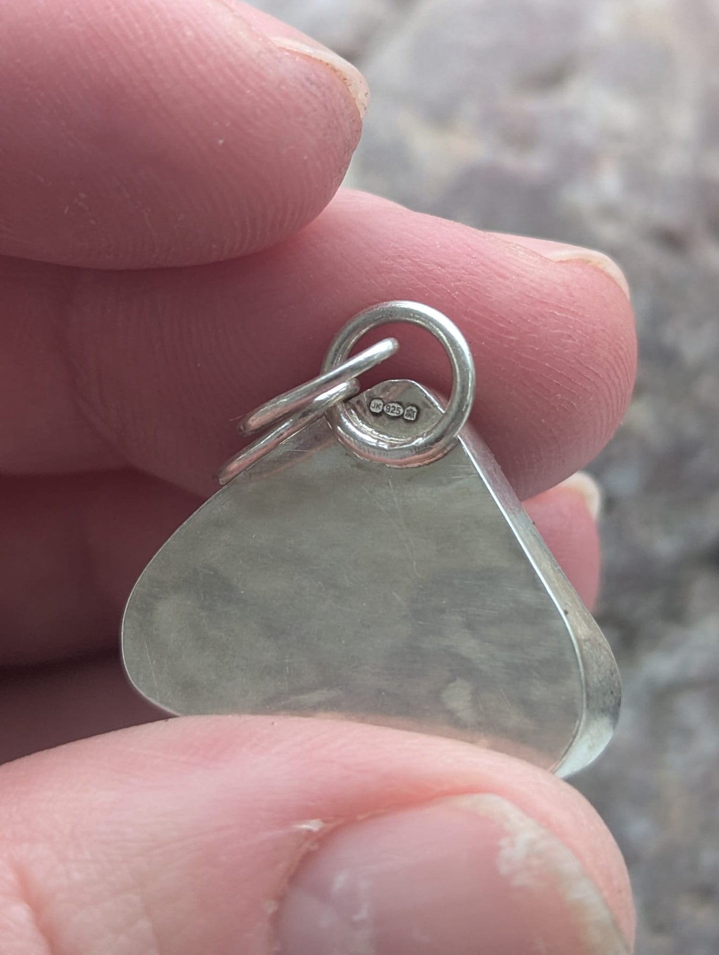 Red and Blue Sea Glass Pottery Pendant