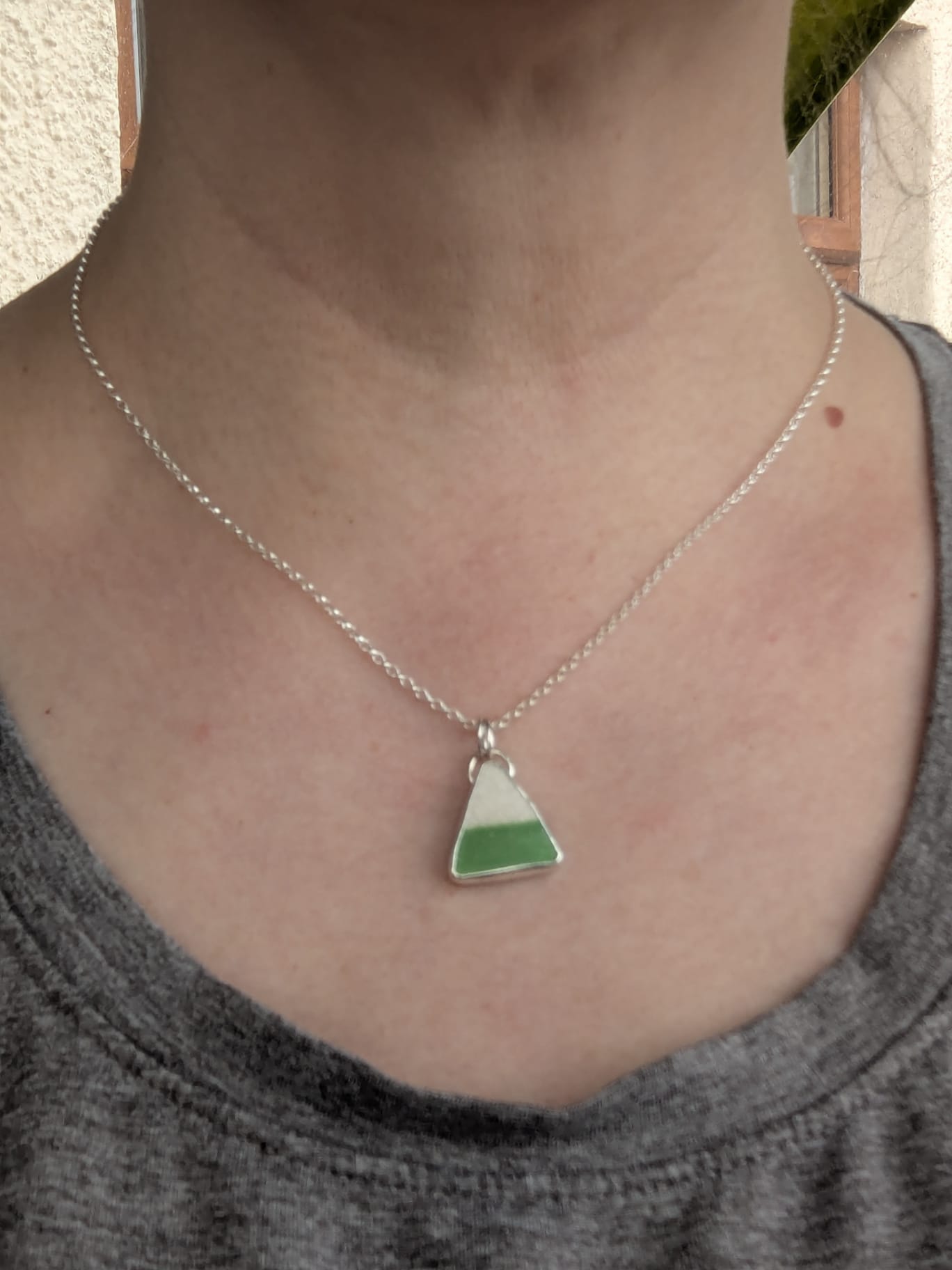 Green And White Sea Pottery Necklace
