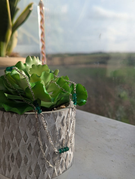 Aventurine Bead Double Layer Necklace