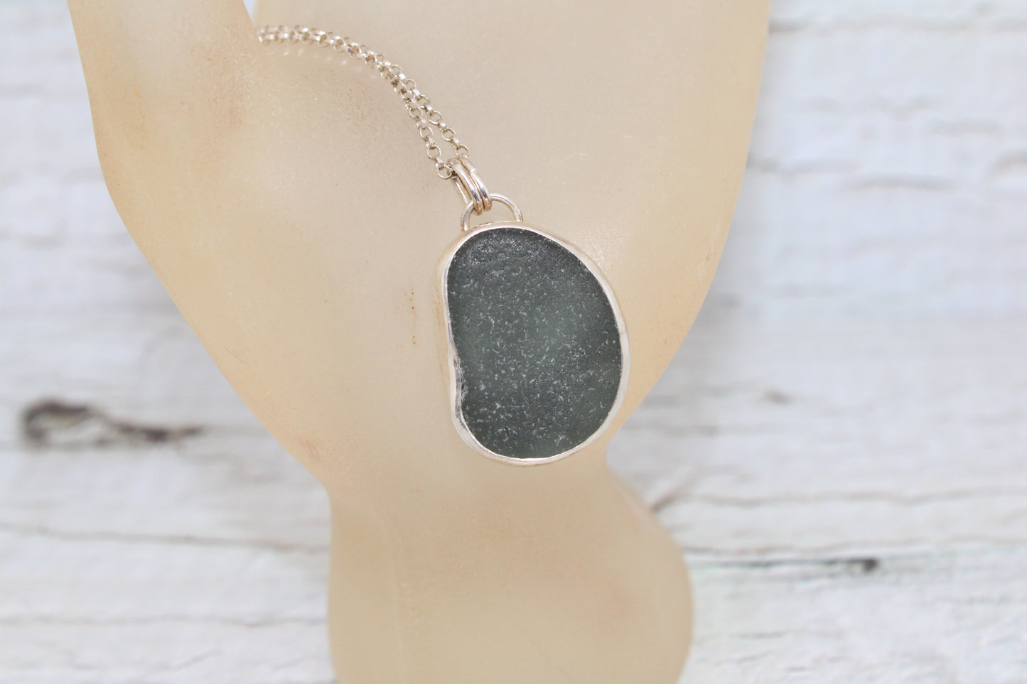 Grey Sea Glass Necklace