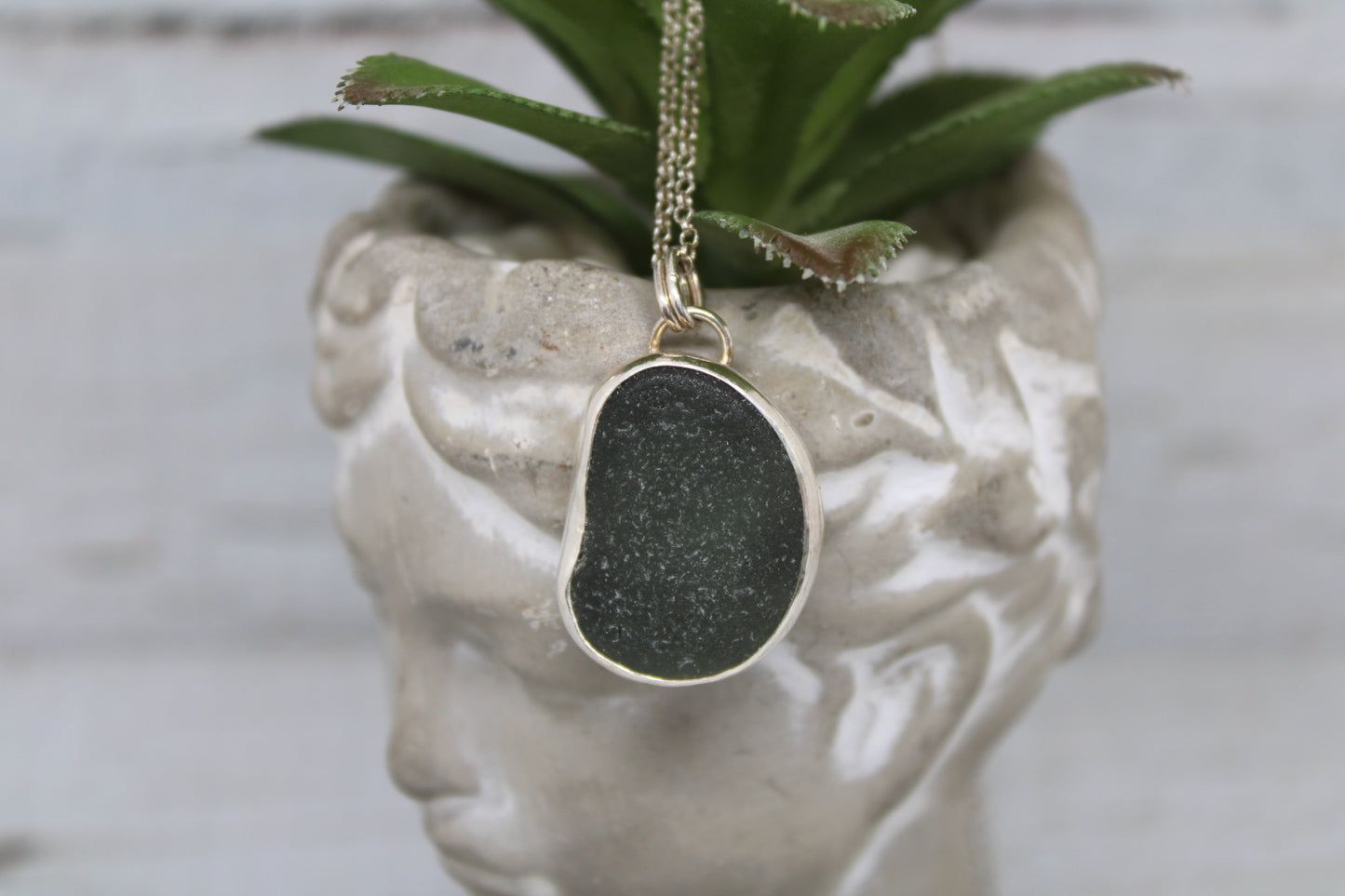 Grey Sea Glass Necklace