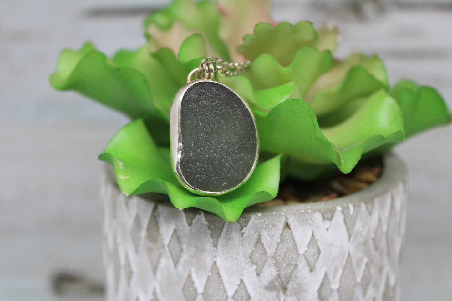 Grey Sea Glass Necklace