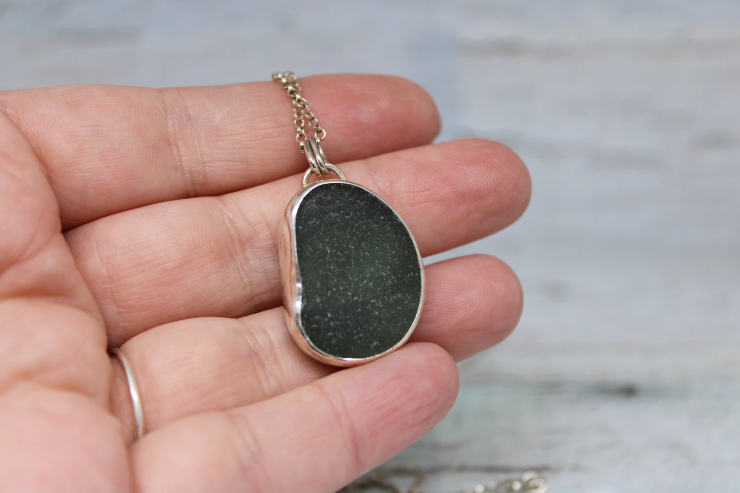 Grey Sea Glass Necklace