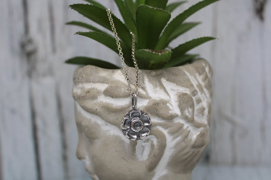 Flower Button Necklace