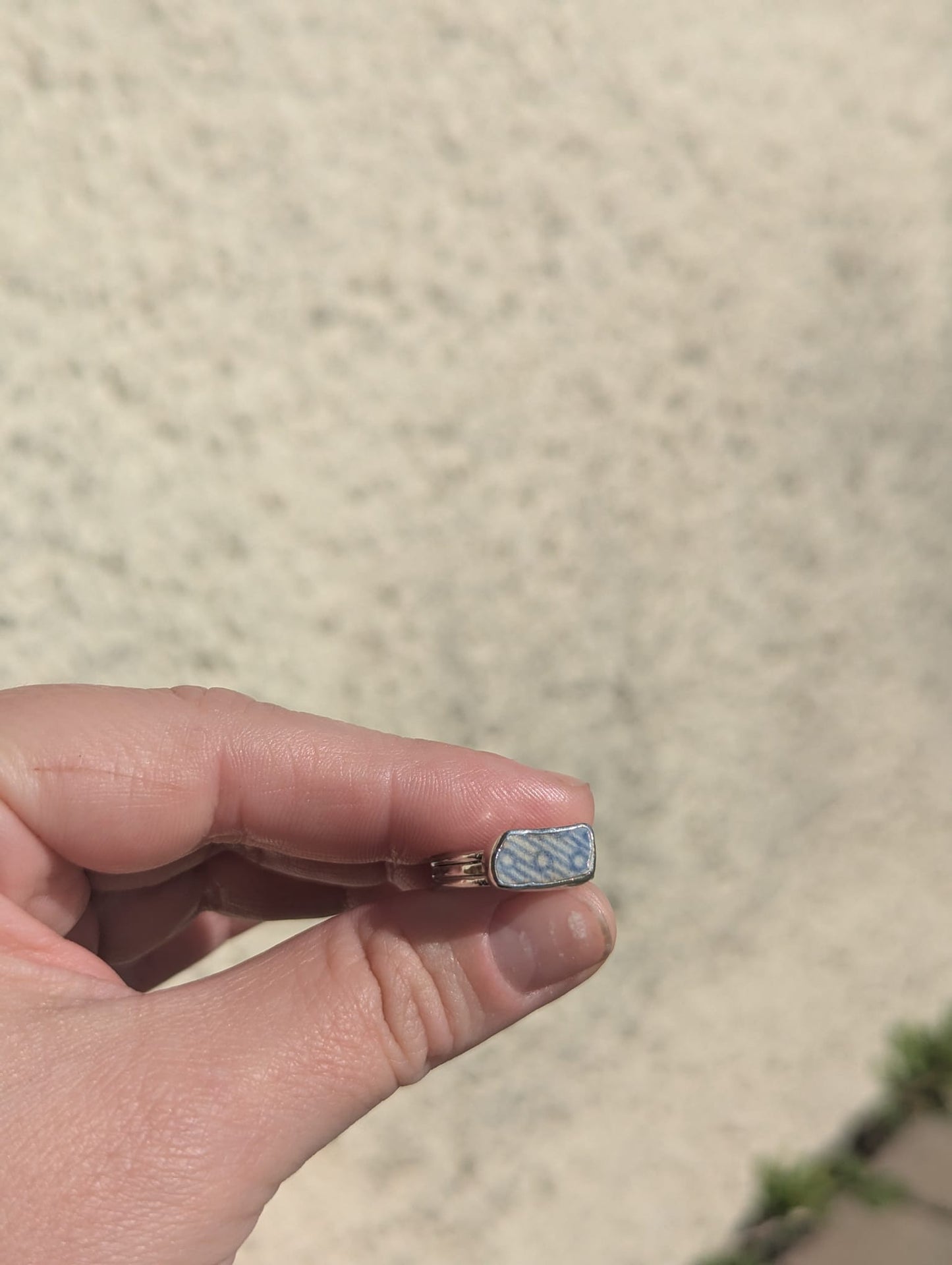 Stripes, and Dots Sea Pottery Ring