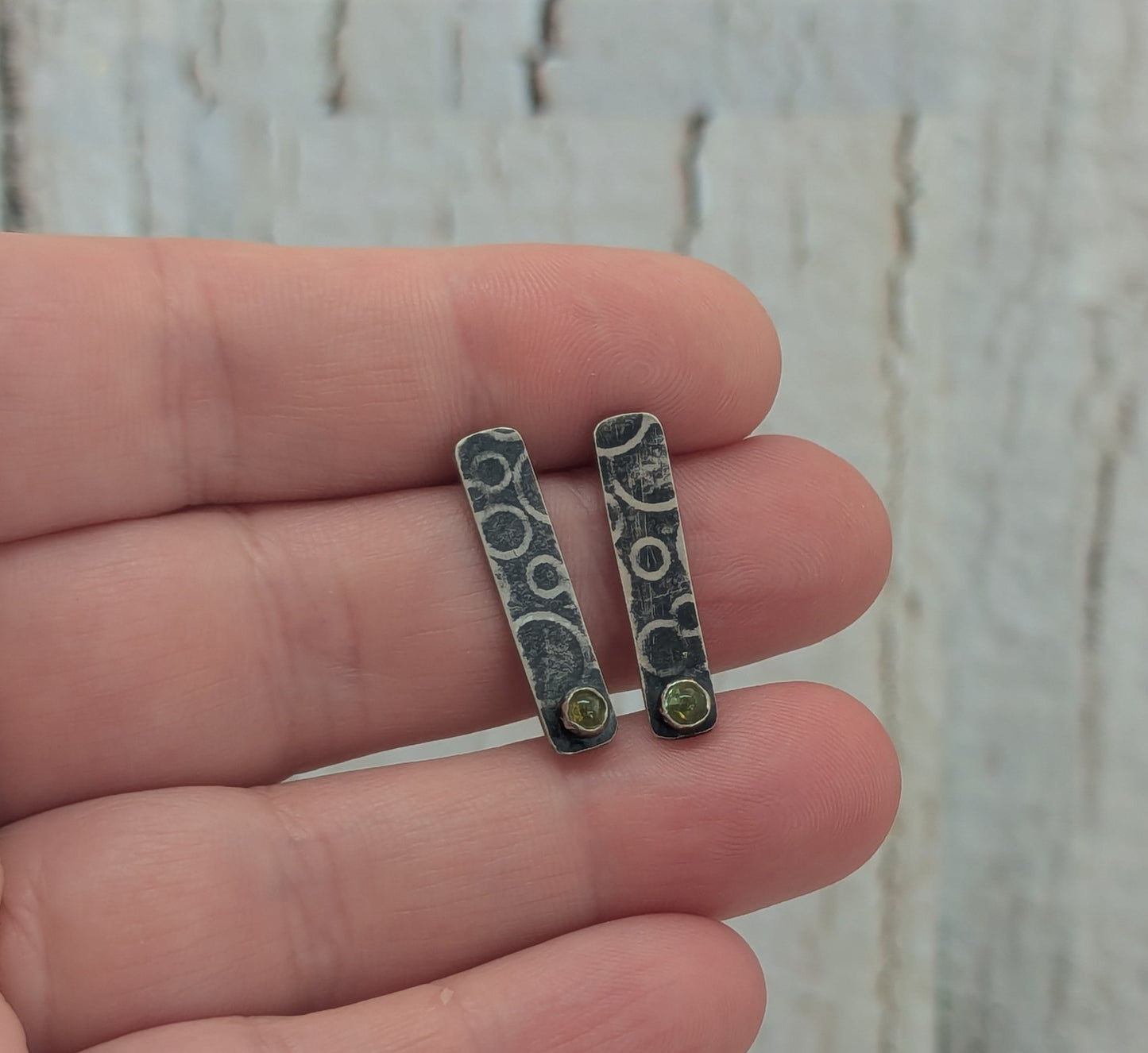 Peridot Bar Studs