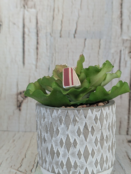 Red Striped Sea Pottery Pendant