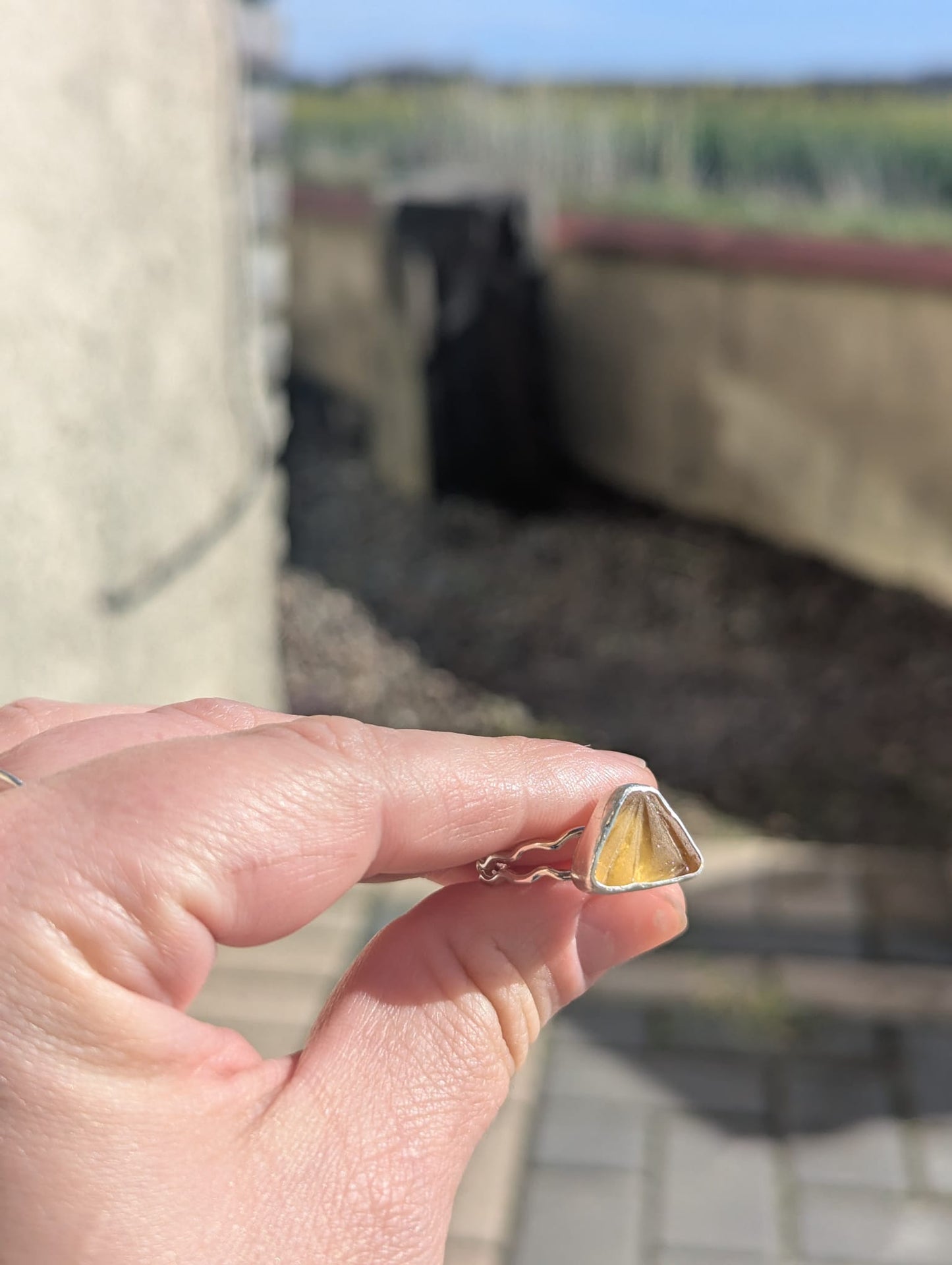 Yellow Sea Glass Ring