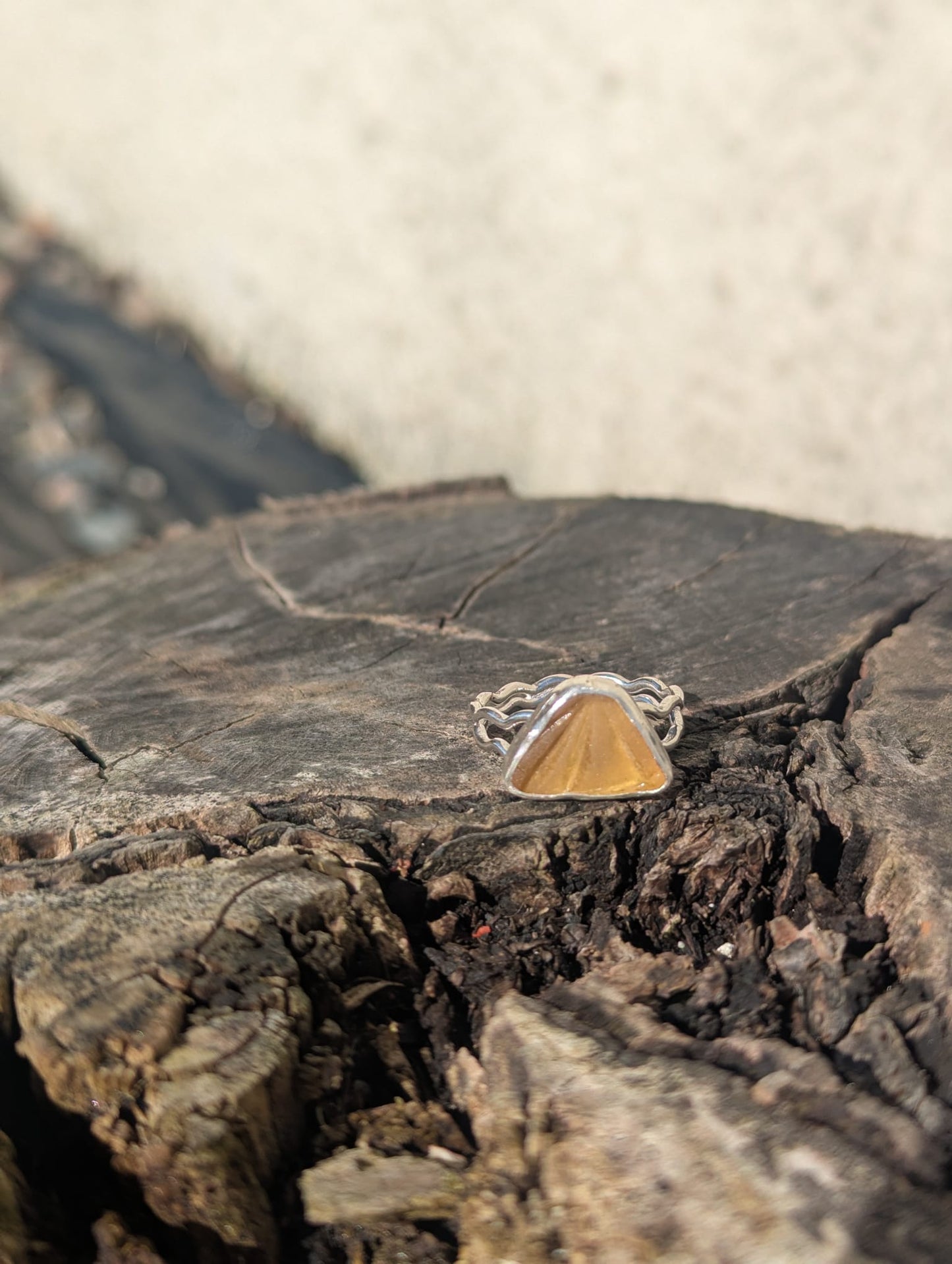 Yellow Sea Glass Ring