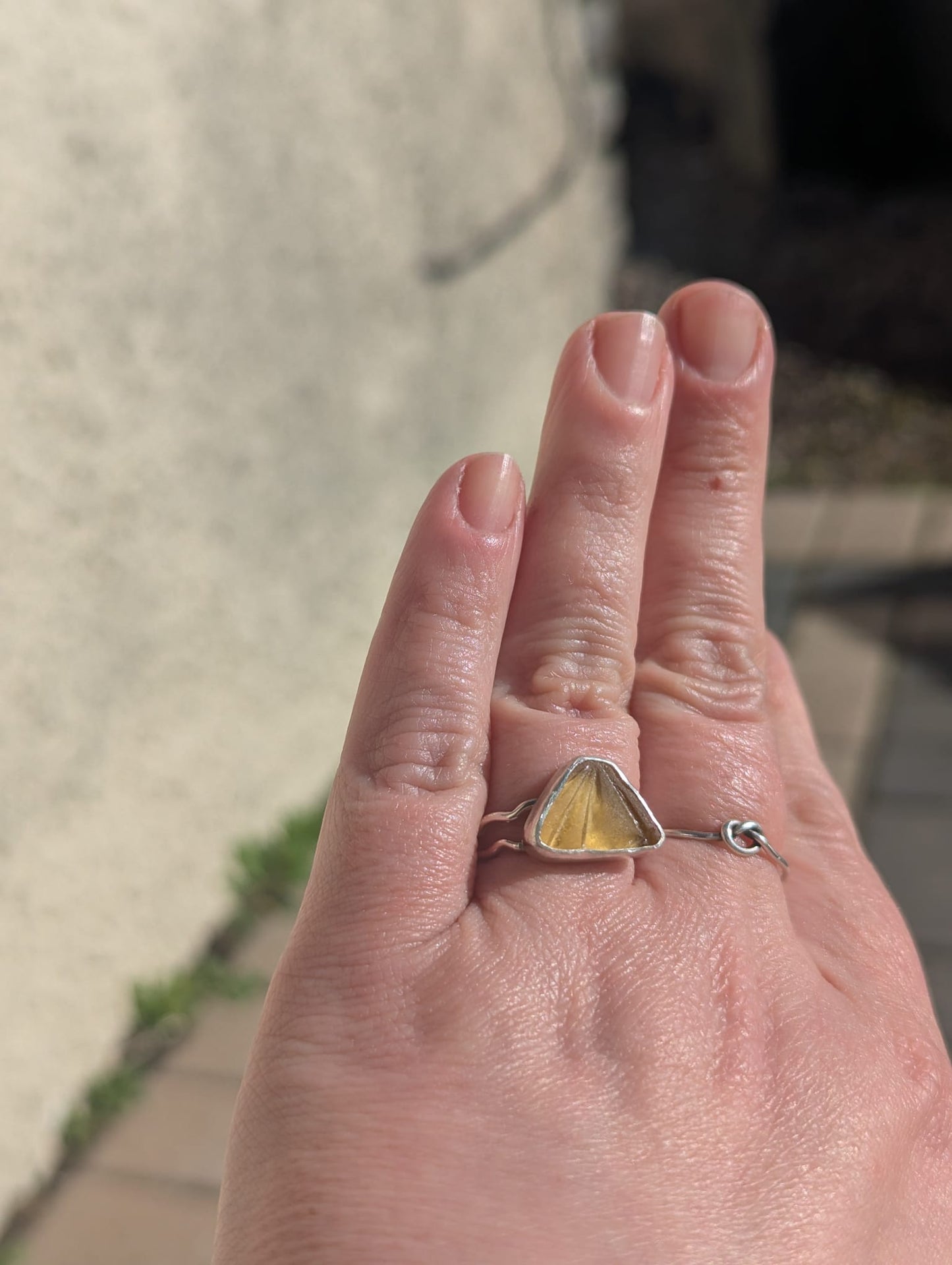Yellow Sea Glass Ring